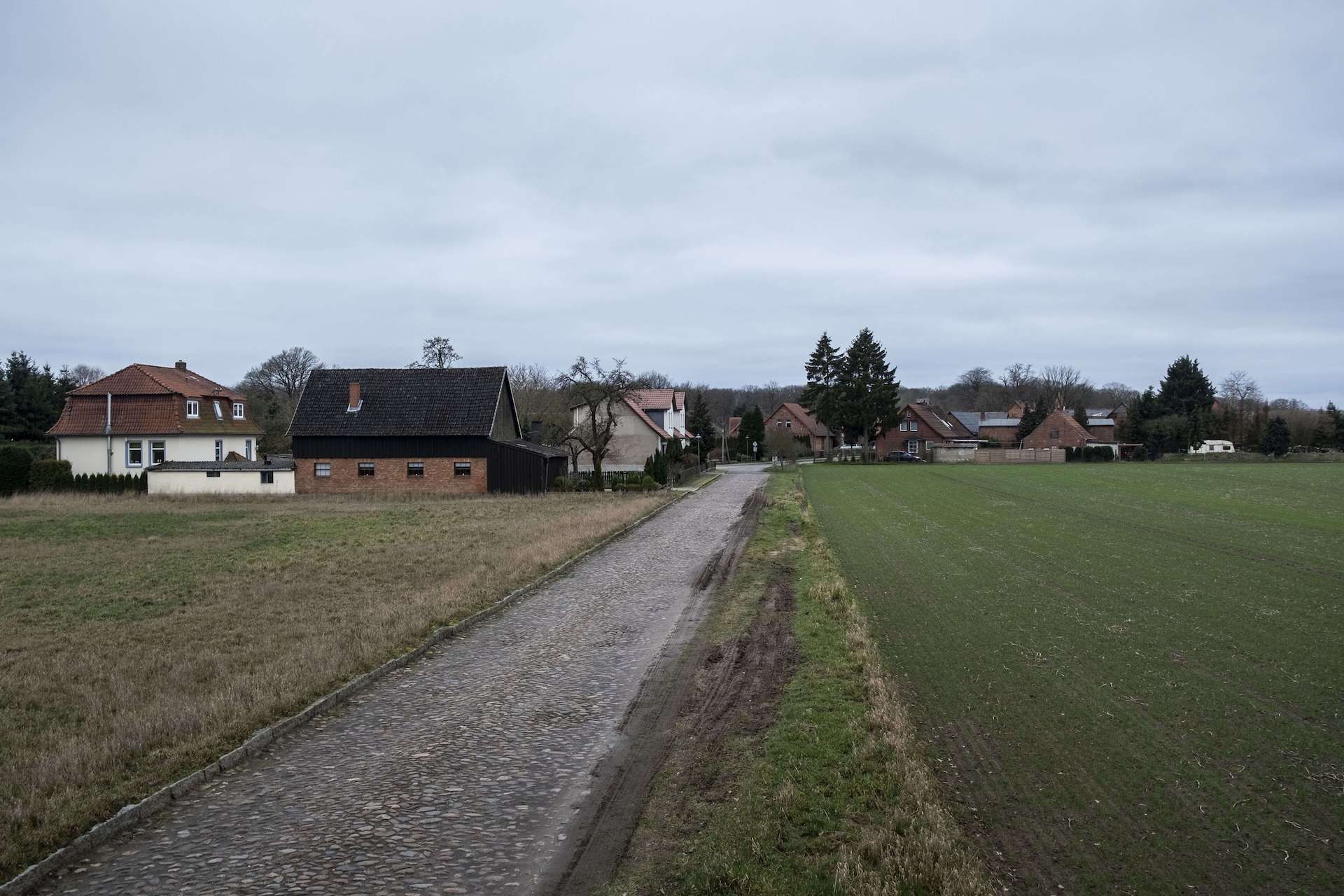 Foto eines Wegs durch Felder hin zum Ort Waddekath